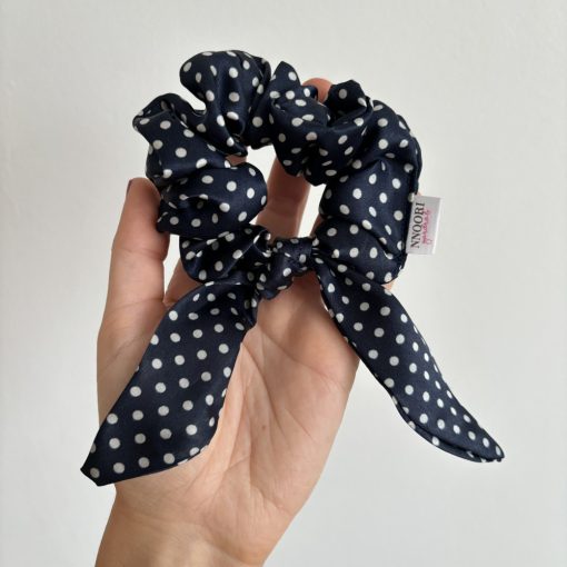 Dark blue dot scrunchie (Bunny)