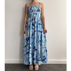 Shein kék mintás maxi ruha