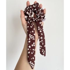 Brown patterned scrunchie (Bunny-L)