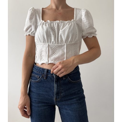 Shein fehér madeira felső