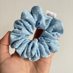 Baby blue dot scrunchie