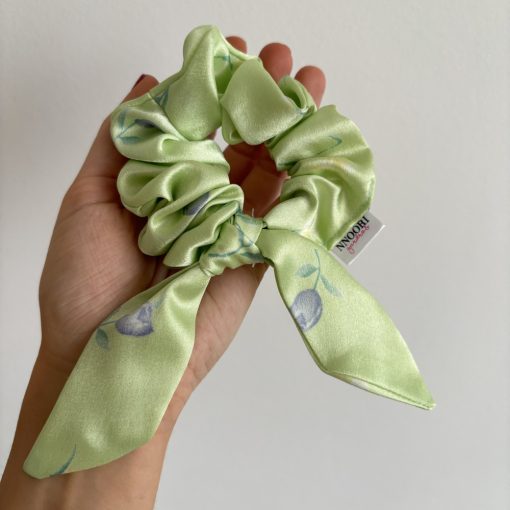 Bright green floral scrunchie (Bunny)