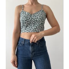 Shein zöld virágos crop top