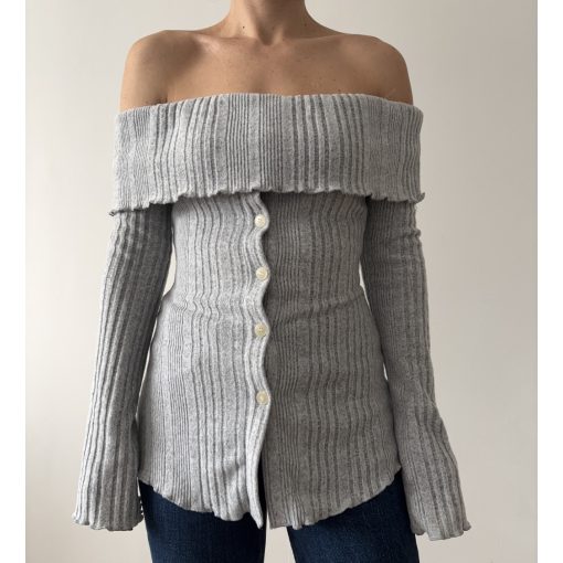 Shein szürke vállra húzhatós felső