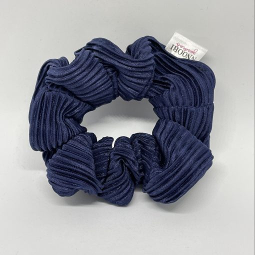 Dark blue pleated scrunchie