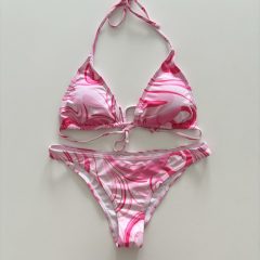 Rózsaszín mintás bikini szett