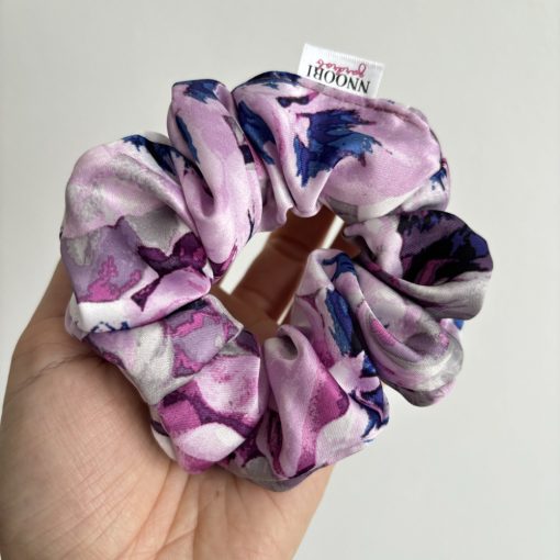 Lilac pansies scrunchie