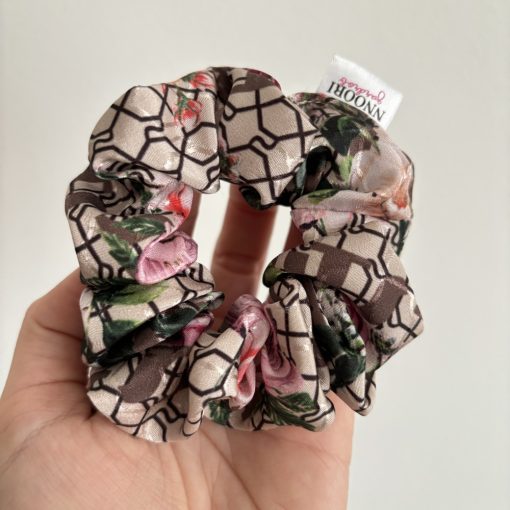 Brown floral scrunchie