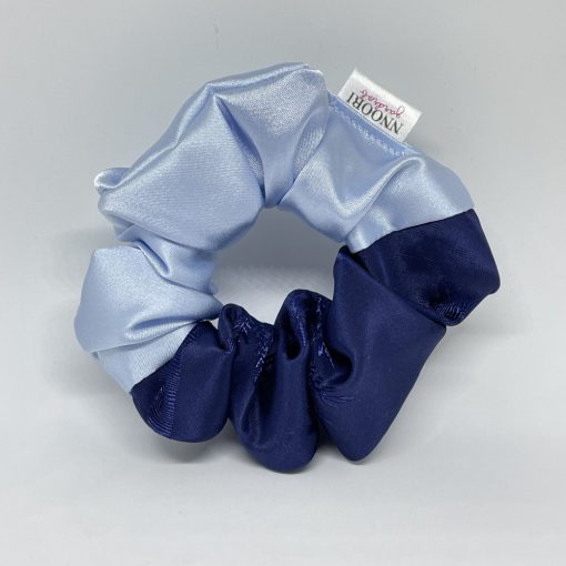Dark blue floral - Baby blue scrunchie