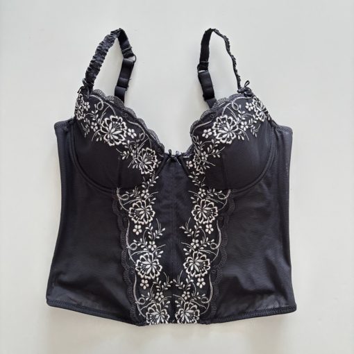 Sötétszürke hímzett corset
