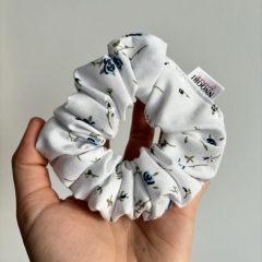White floral scrunchie