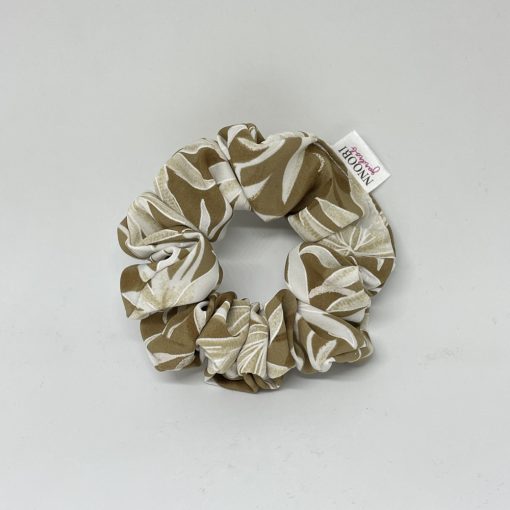 Light brown floral scrunchie (S)