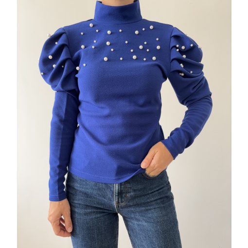 Shein kék gyöngyös felső