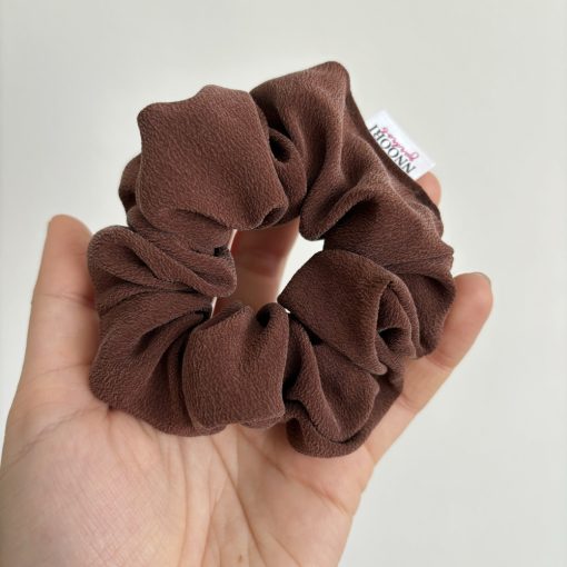 Brown silk scrunchie