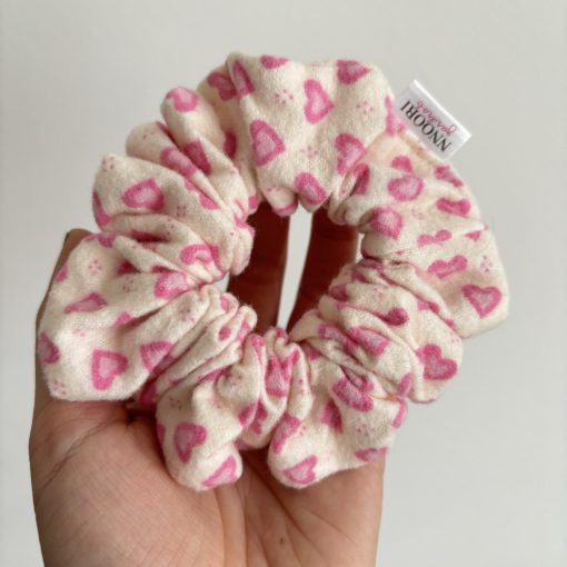 Pink heart scrunchie