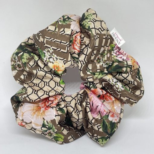 Brown floral scrunchie (L)