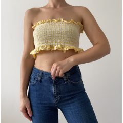 Zara sárga kockás crop top