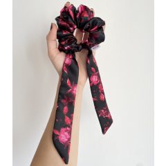 Black&Red floral scrunchie (Bunny-L)