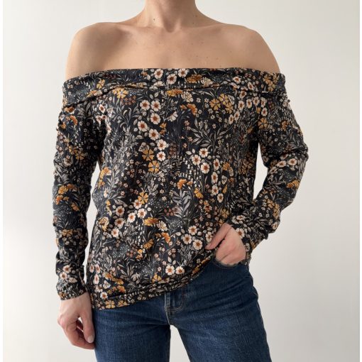 H&M fekete virágos felső