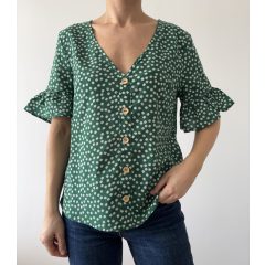 Zöld virágos felső