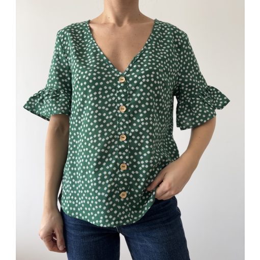 Zöld virágos felső