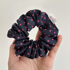 Dark blue dot scrunchie