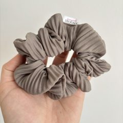 Taupe pleated scrunchie