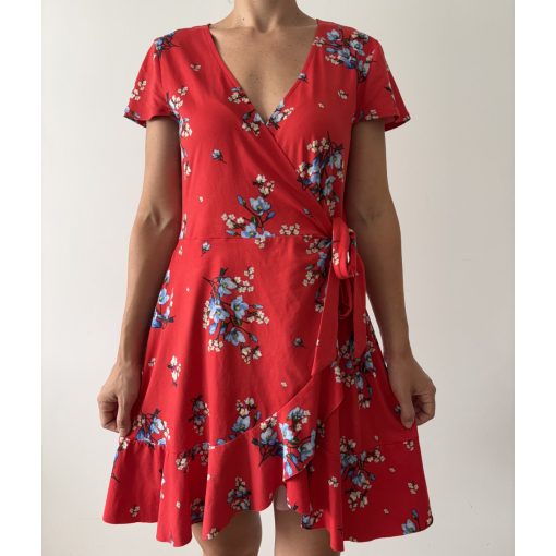 H&M piros virágos ruha