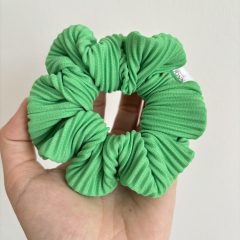 Spring green pleated scrunchie
