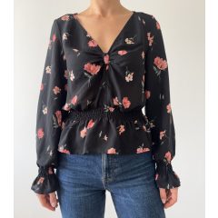 H&M fekete virágos felső