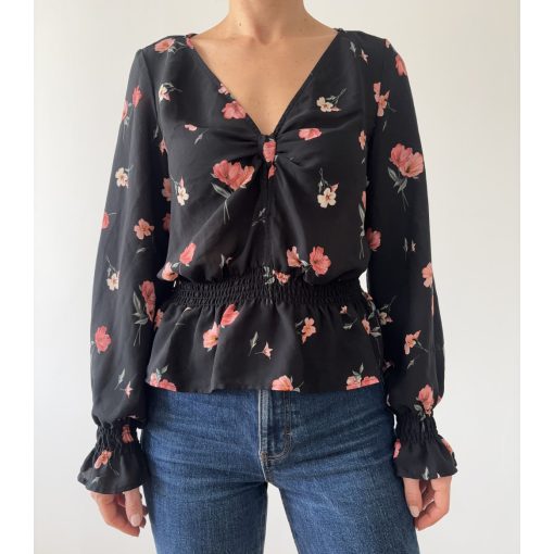 H&M fekete virágos felső