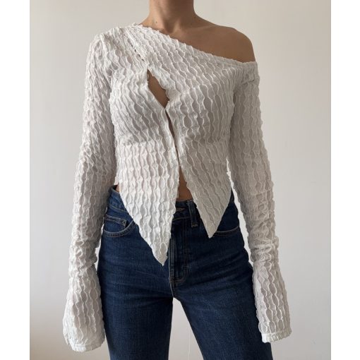 Shein fehér mintás felső