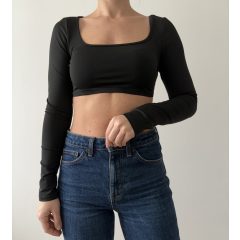 Shein fekete crop póló