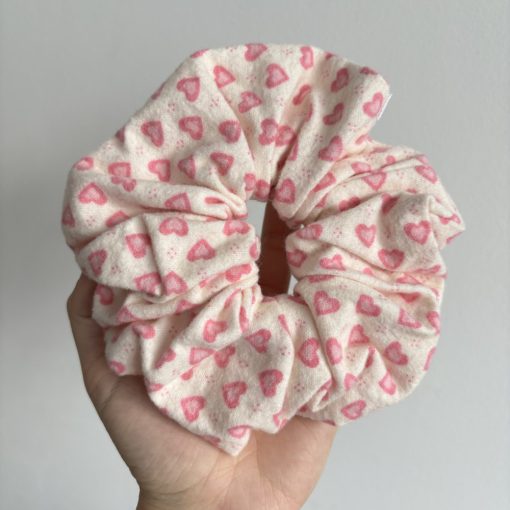 Pink heart scrunchie (L)