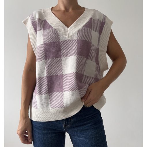H&M lila kockás mellény