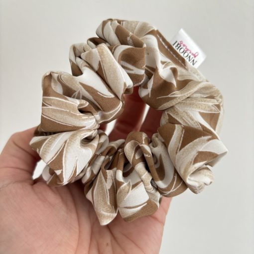 Light brown floral scrunchie