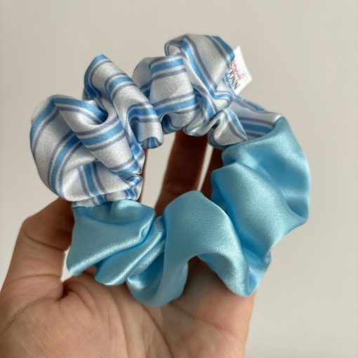 Sky blue - Blue stripes scrunchie 