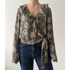 New Look zöld virágos felső