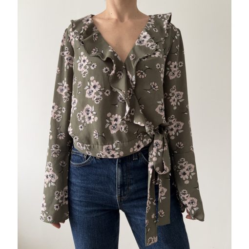 New Look zöld virágos felső