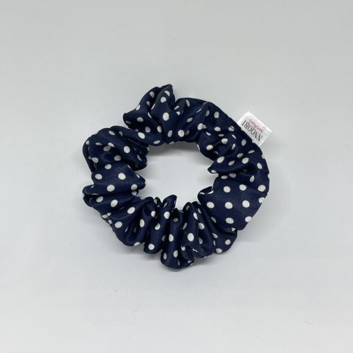 Dark blue dot scrunchie (S)