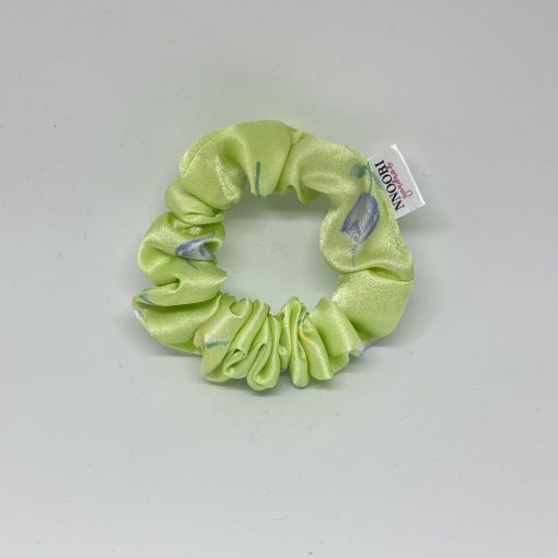 Bright green floral scrunchie (S)