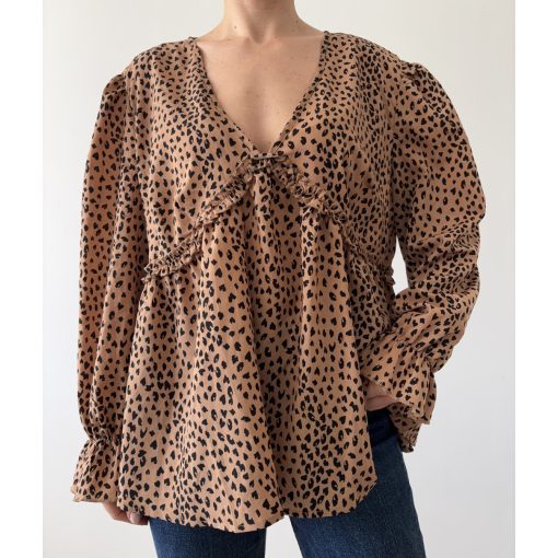 Shein barna mintás felső
