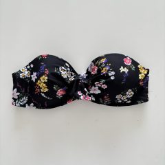 Fekete virágos bikini felső