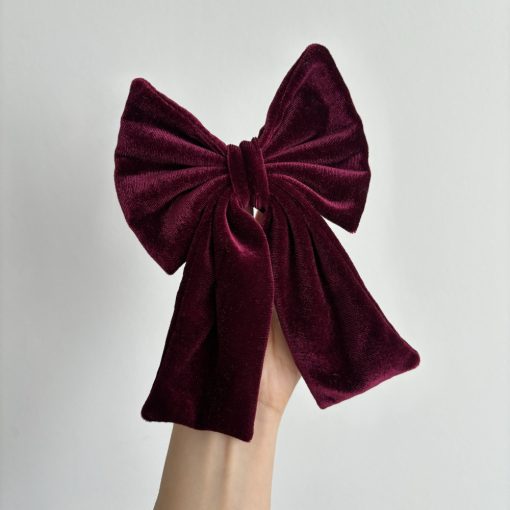 Burgundy velvet bow (S)