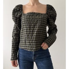 H&M khaki kockás felső