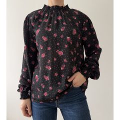 H&M fekete virágos blúz