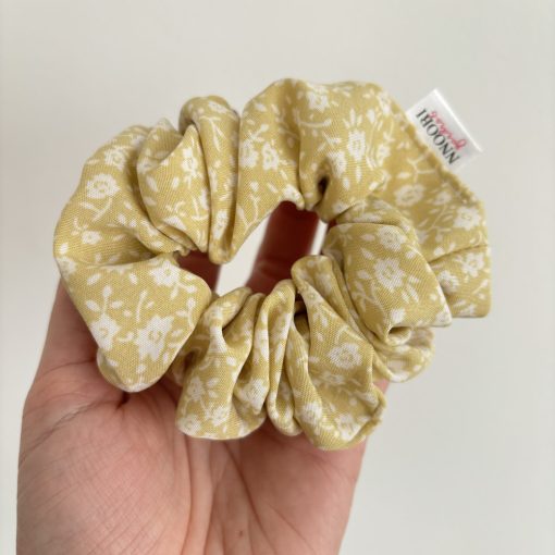 Yellow floral scrunchie