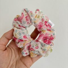 Colorful floral scrunchie