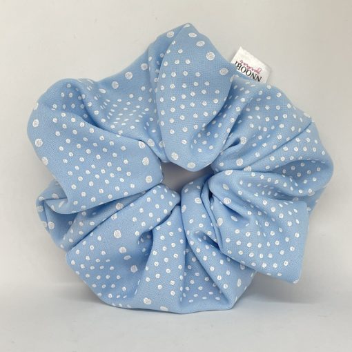 Baby blue dot scrunchie (L)