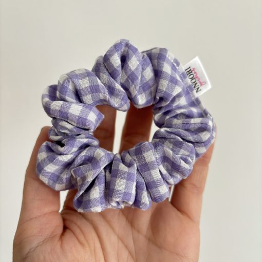 Lavender checkered scrunchie (S)